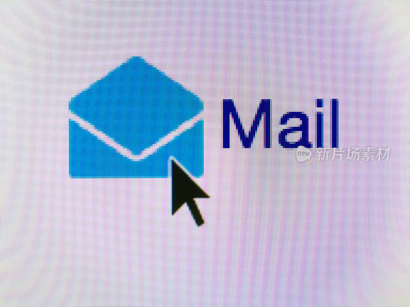 电子邮件网页按钮与箭头特写电脑屏幕