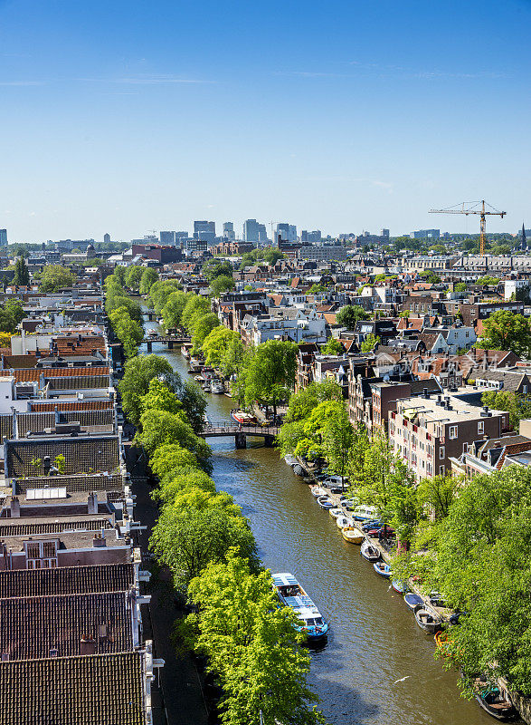 阿姆斯特丹城市从Westerkerk，荷兰，荷兰。