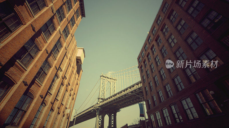 曼哈顿桥在DUMBO布鲁克林照片