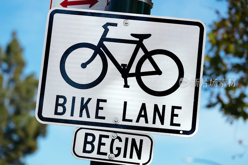美国加州自行车道开始标志