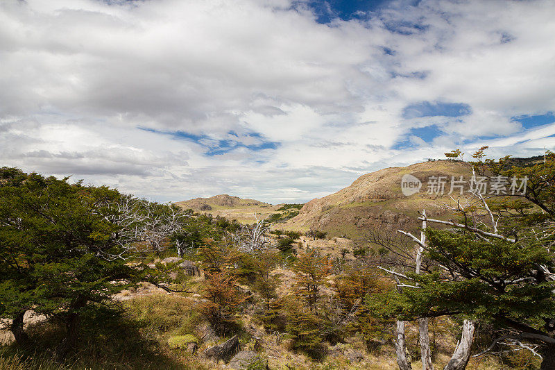 南美阿根廷巴塔哥尼亚的巴塔哥尼亚安第斯山脉徒步旅行