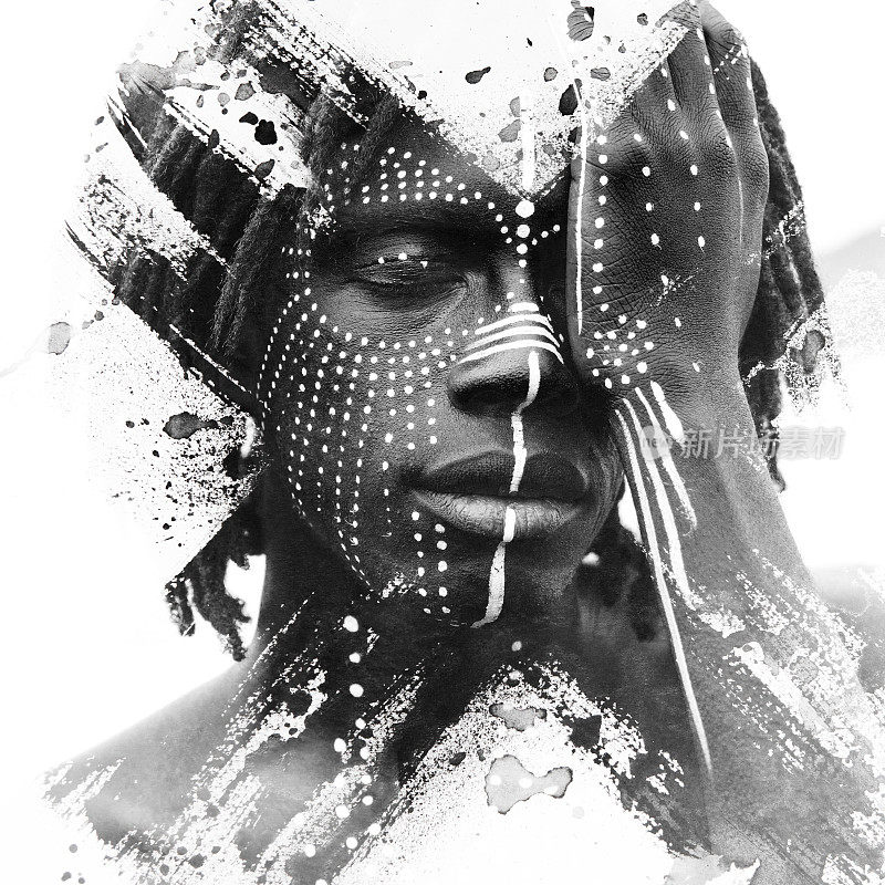 Paintography。富有表现力的非洲人结合惊人的双重曝光艺术技术和手绘绘画