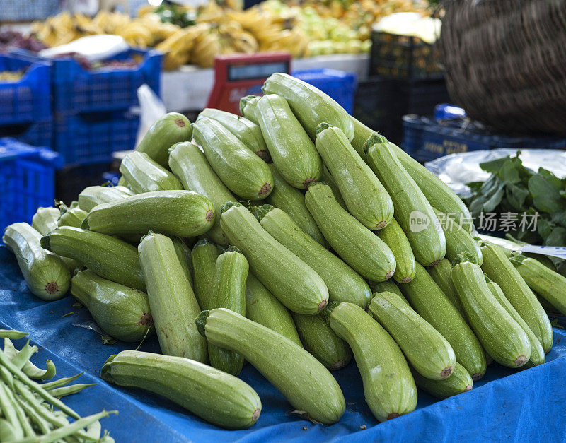 农贸市场的鲜南瓜