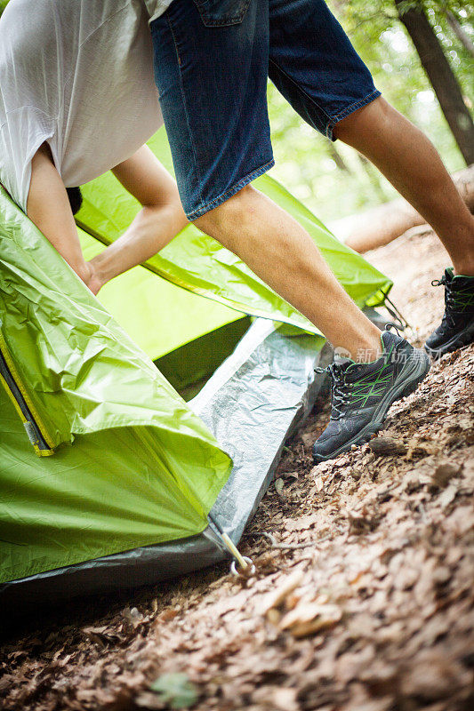 帐篷安装、自然、准备、露营