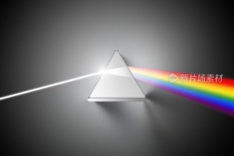 水晶棱镜将光分解成光谱颜色