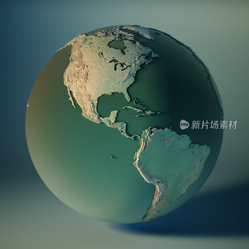 中美洲全球3D渲染行星地球自由度