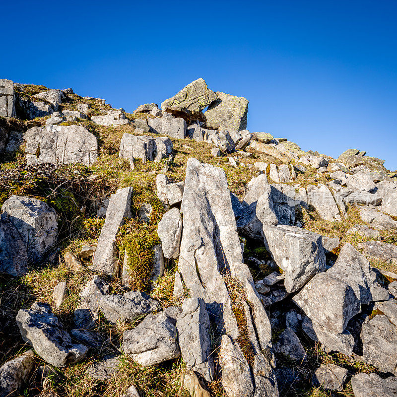 英国约克郡山谷的石灰岩风景