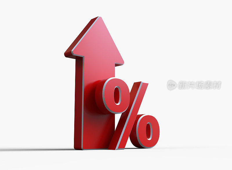 利率上升百分数标志百分数图标红色