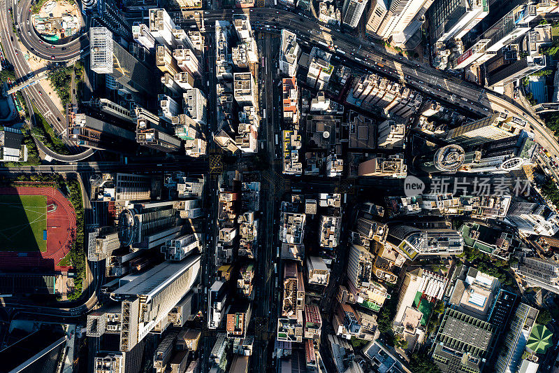 香港市区鸟瞰图。