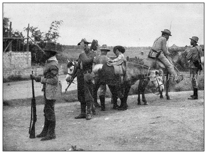 古董黑白照片:惠顿将军在菲律宾执行侦察任务