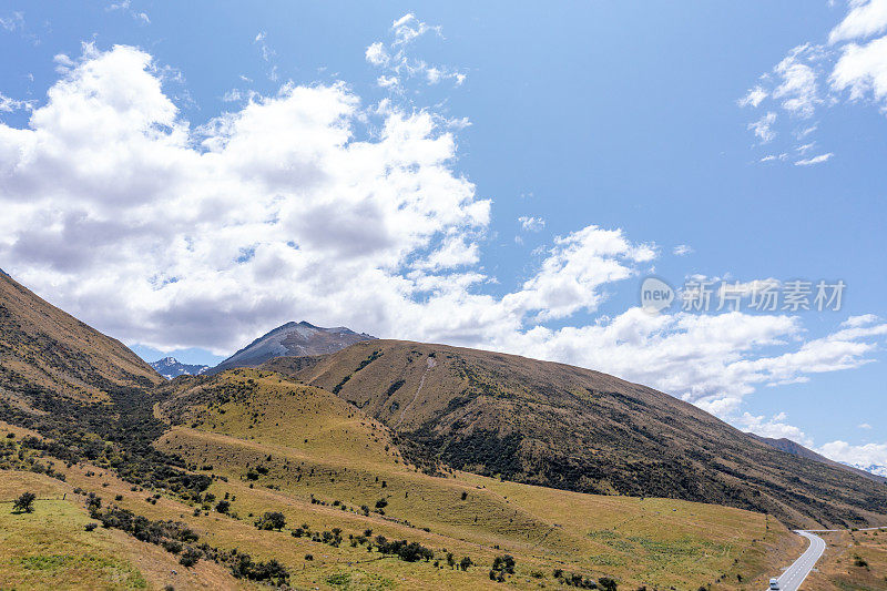 普卡基湖和南阿尔卑斯山，库克山路，本奥豪，新西兰80号州公路