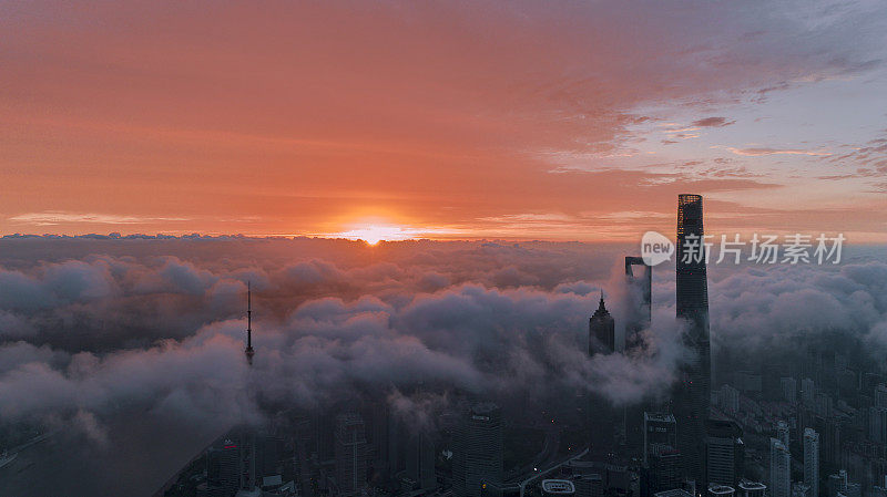上海日出鸟瞰图