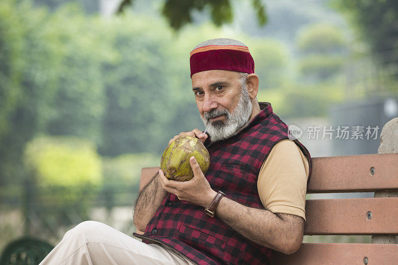喜马偕尔邦人民:有椰子-股票形象的老年人