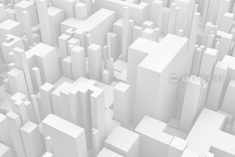 采购产品3D白色抽象几何形状，摩天大楼，办公楼