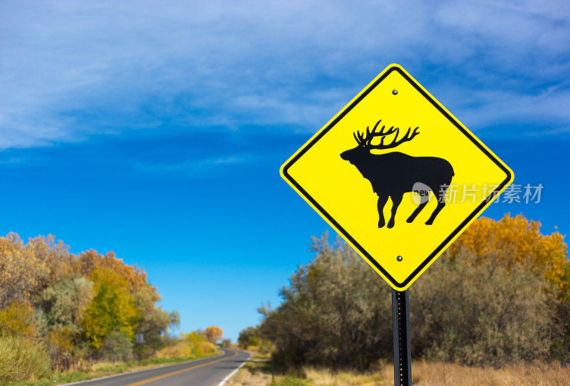 路边的麋鹿过马路标志