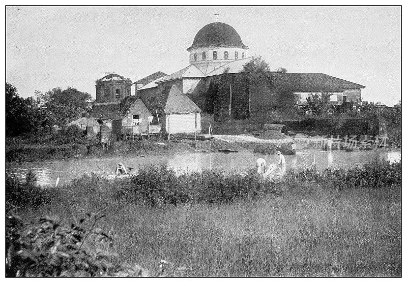 古董黑白照片:菲律宾吕宋岛帕科教堂