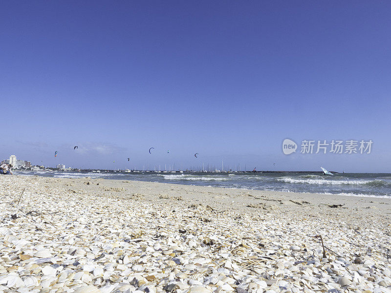 有风天气的风筝冲浪者