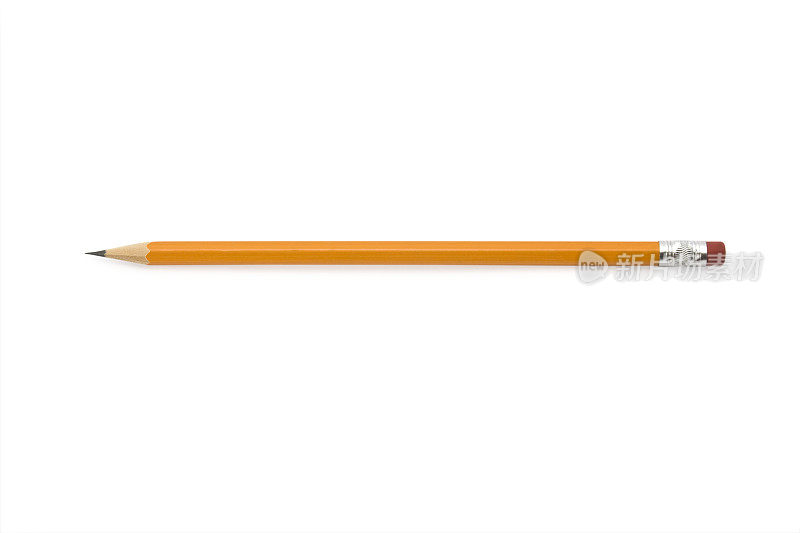 特写的一个橙色削尖的铅笔与橡皮擦