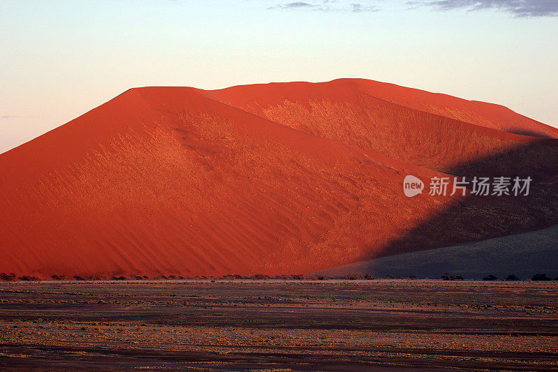 纳米比亚:沙丘在日出时变成红色――纳米比亚沙漠