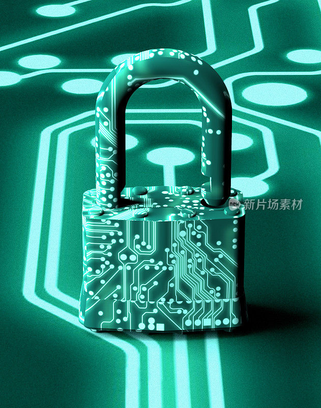 电子环境中的数字安全概念挂锁