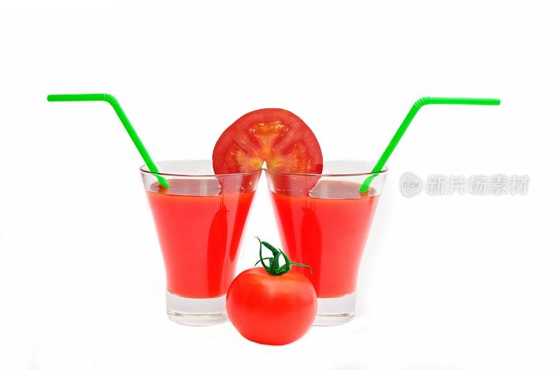 杯装番茄汁，番茄和番茄片