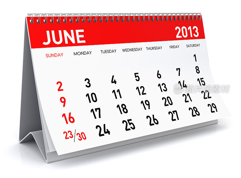 2013年6月-日历