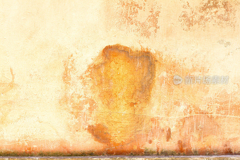 老西西里墙背景纹理:斑驳的黄橙色
