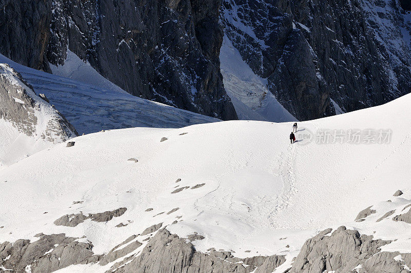 雪山上的登山者