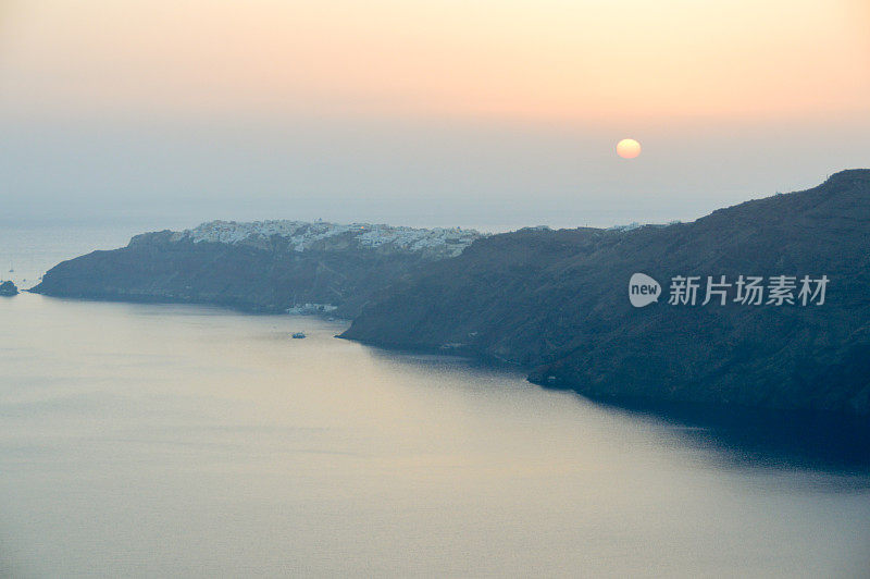 希腊圣托里尼岛史诗般的日落