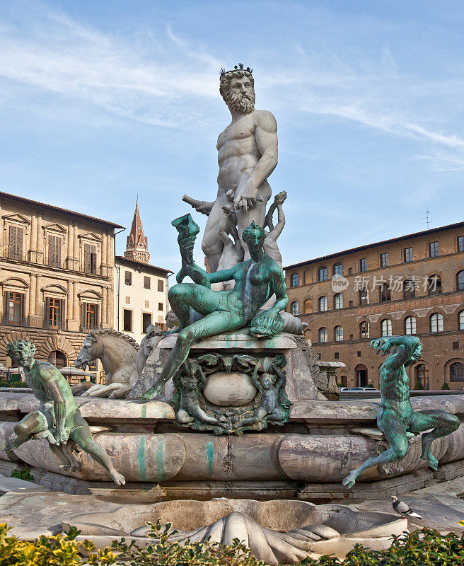 意大利佛罗伦萨，领主广场，海王星喷泉