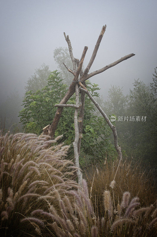 神圣的印度帐篷结构在雾山设置