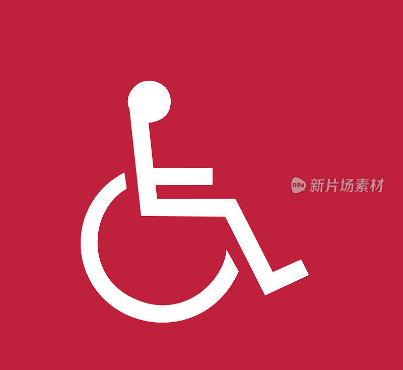 红白方形残疾人厕所标志，复印空间