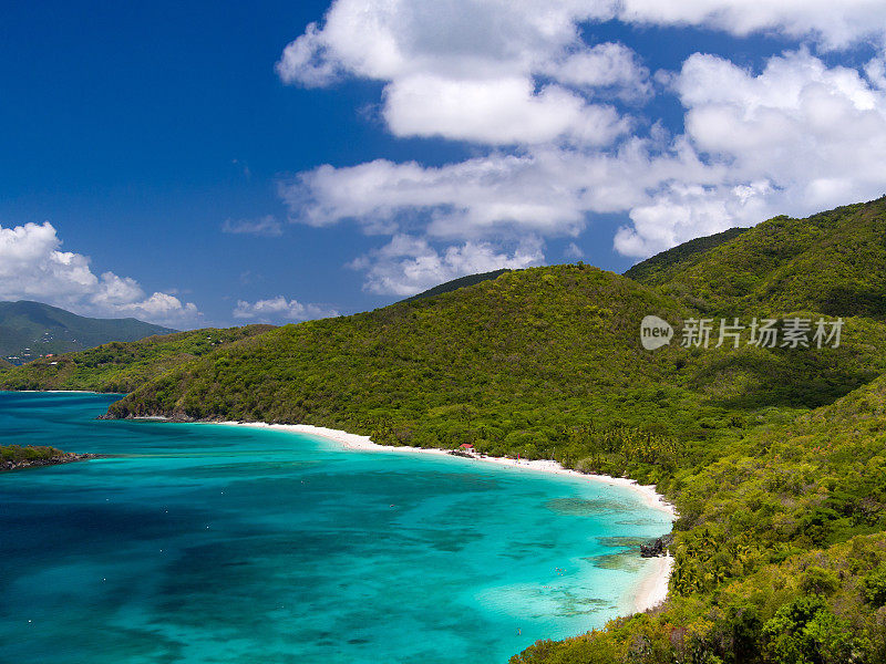 肉桂湾海滩鸟瞰图，圣约翰