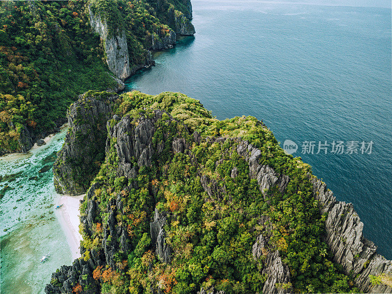 有岩石的热带岛屿，菲律宾巴拉望