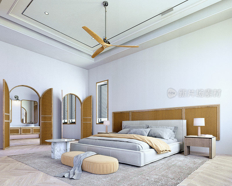 3d效果图，3d效果图，室内场景和模型，3d效果图，3d效果图，室内场景和模型，卧室工业风格渲染3d，白墙装饰材料木材。