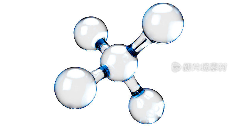 3d渲染分子结构，臭氧，氢和氧