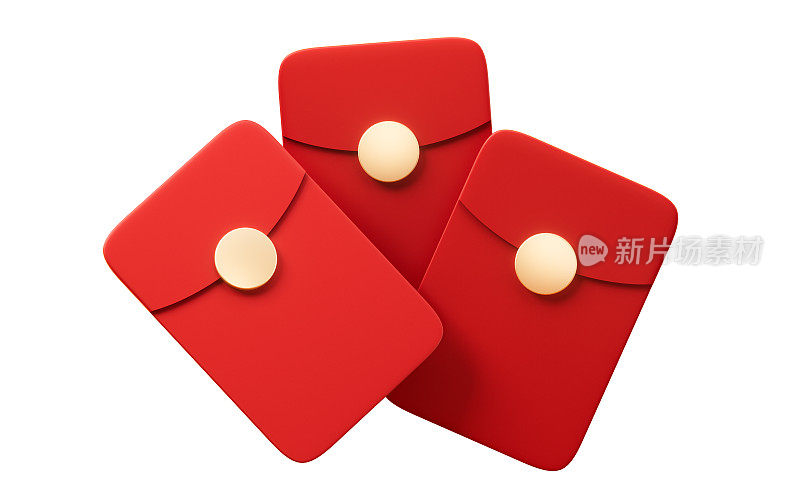 中国幸运红包，3d渲染。