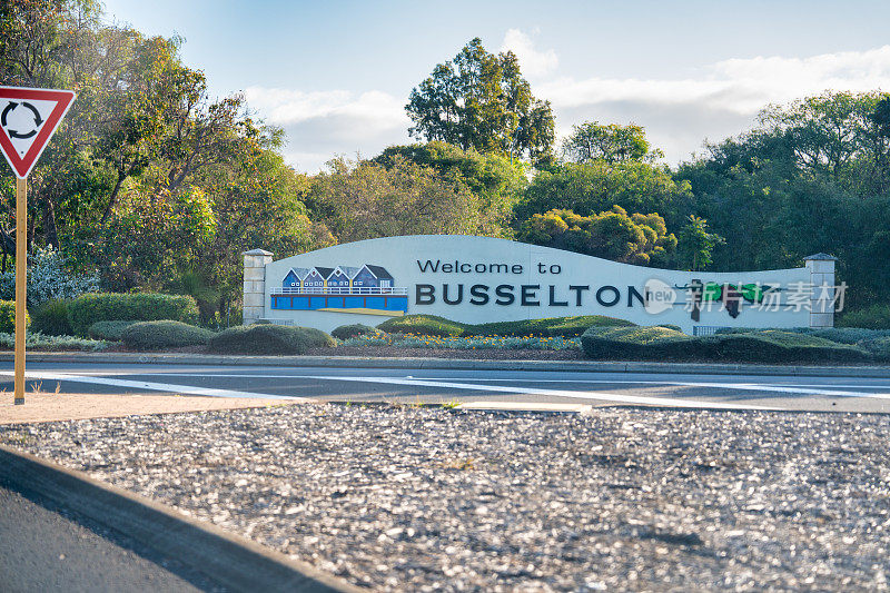 欢迎来到西澳大利亚州的Busselton路标