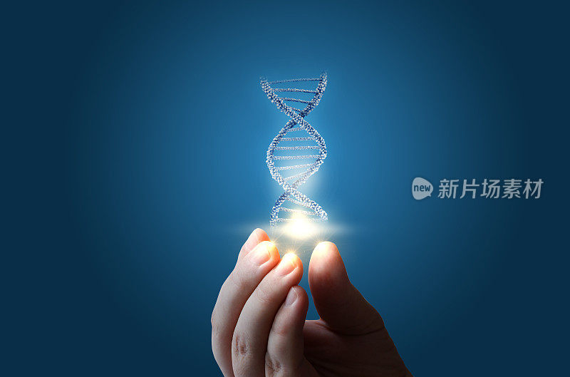 蓝色背景上的DNA。