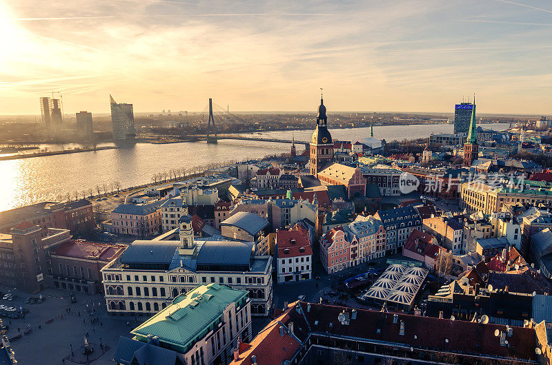 拉脱维亚里加:老城鸟瞰图
