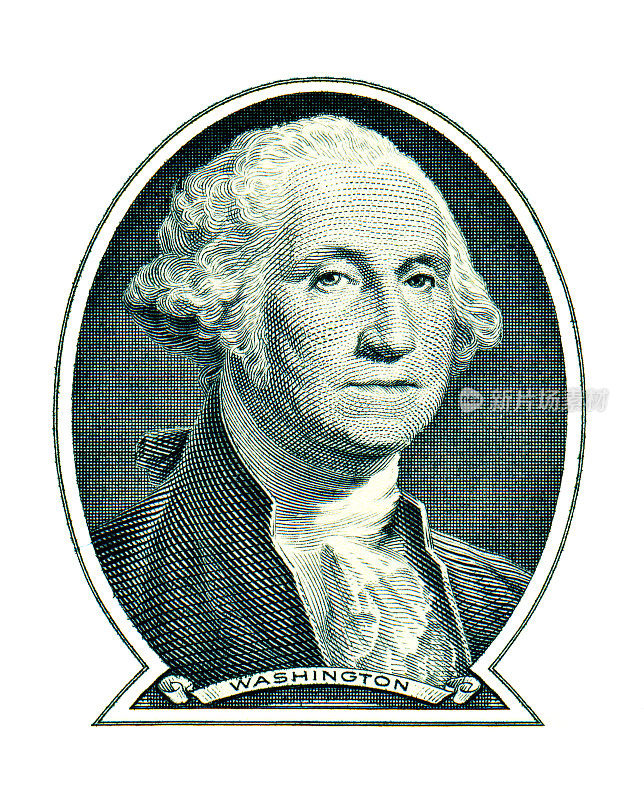 乔治·华盛顿在一美元上孤立在白色背景上