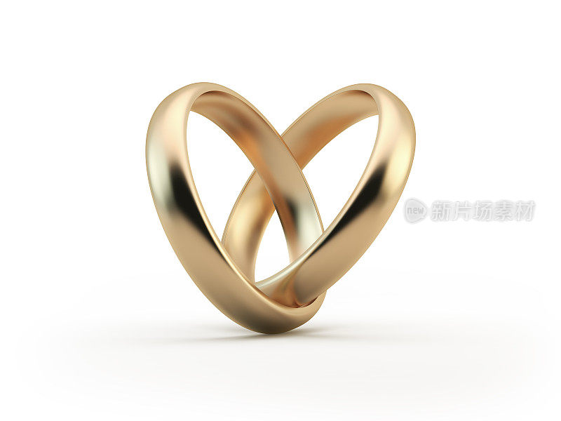心形的金结婚戒指