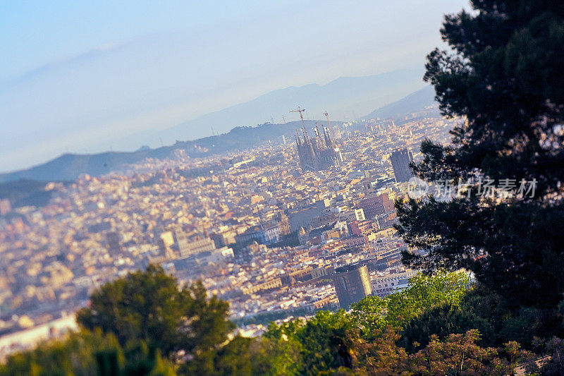 从Montjuïc山看巴塞罗那的城市景观
