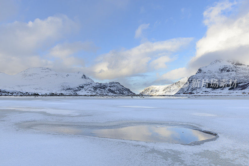挪威冰冷的冬季景观