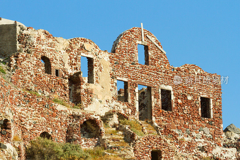 圣托里尼岛伊亚的古城堡遗址