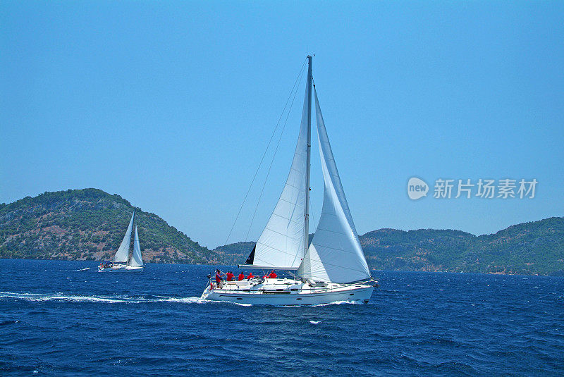 帆船在Gocek,土耳其