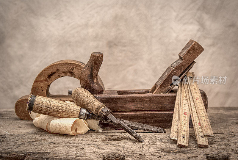 老式木工工具，程式化的hdr形象