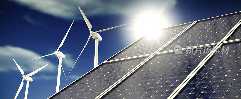 太阳能电池板或收集器和风力涡轮机