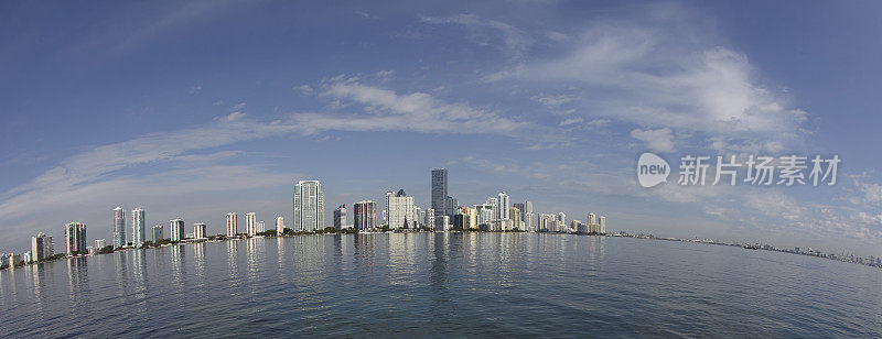 迈阿密城市天际线鱼眼景观