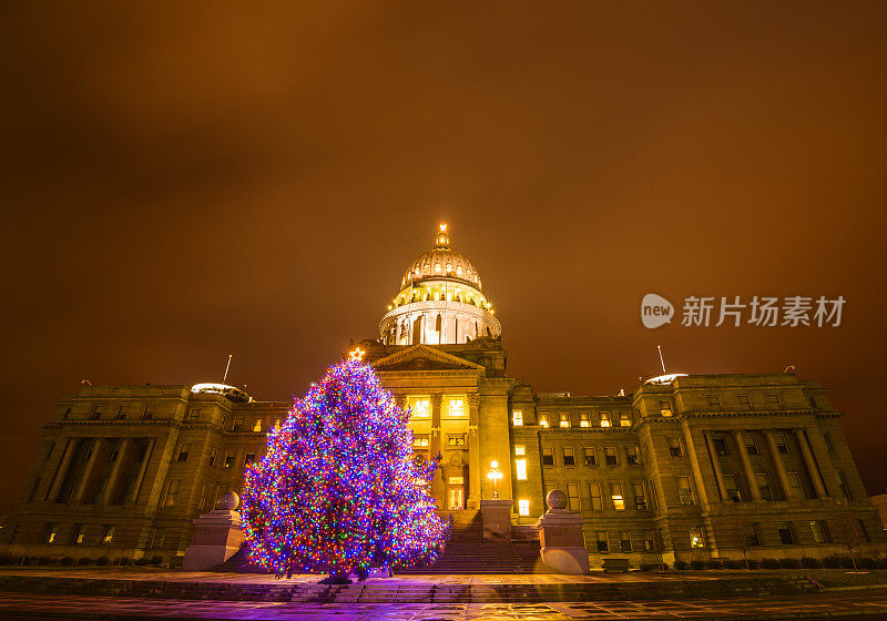 爱达荷州议会大厦和圣诞树